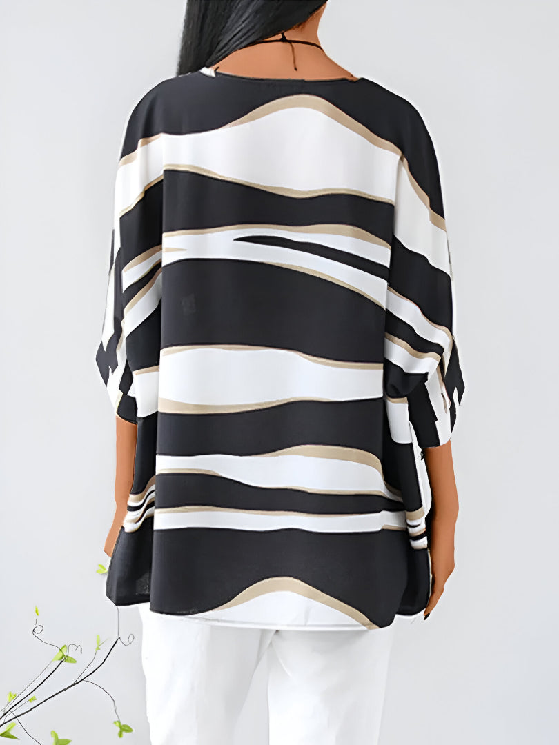 Nora™ | Blouse à col rond intemporelle et élégante qui vous fera rayonner de confiance en vous