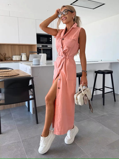 Linnea™ | Robe longue casual chic en denim