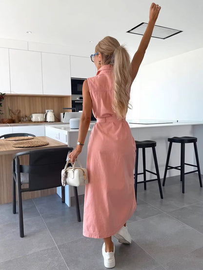 Linnea™ | Robe longue casual chic en denim