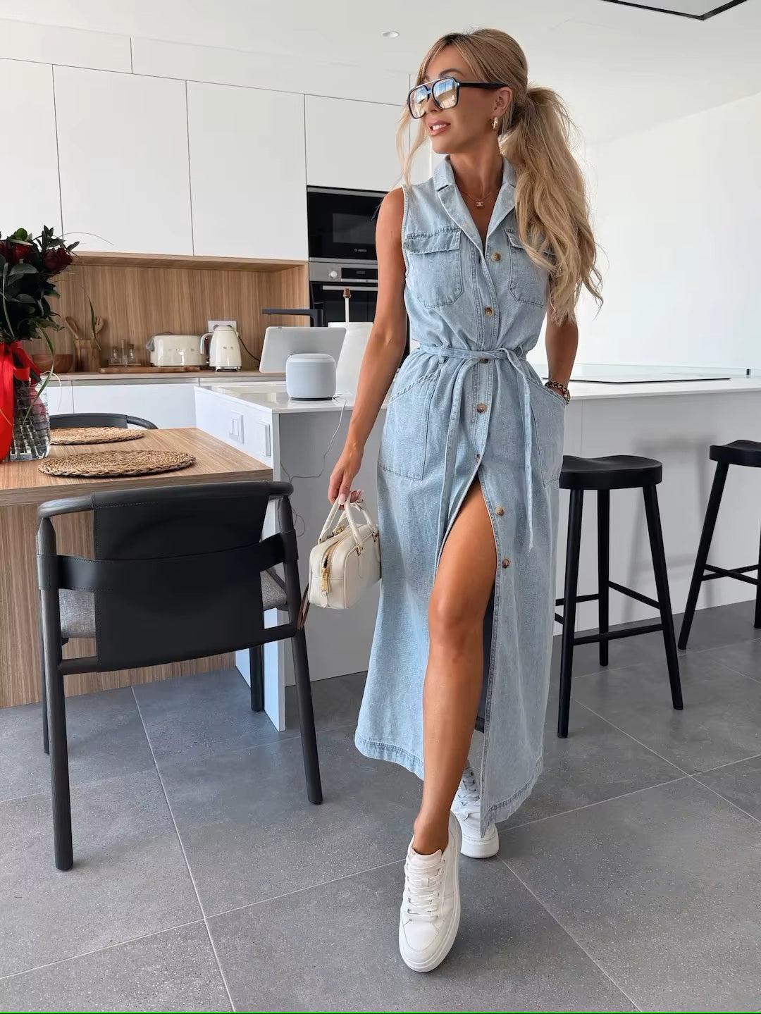 Linnea™ | Robe longue casual chic en denim