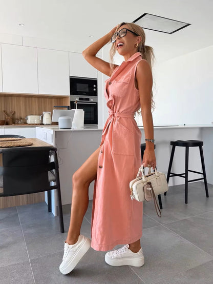 Linnea™ | Robe longue casual chic en denim