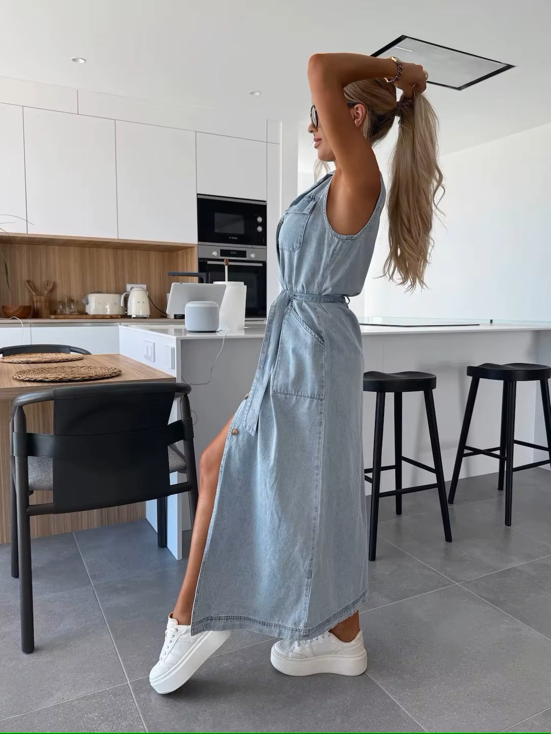 Linnea™ | Robe longue casual chic en denim