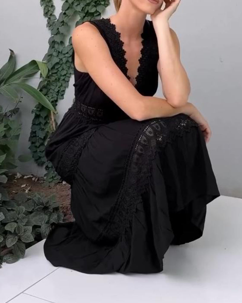 Charlotte™ | Robe d'été blanche avec encolure en V et dentelle romantique